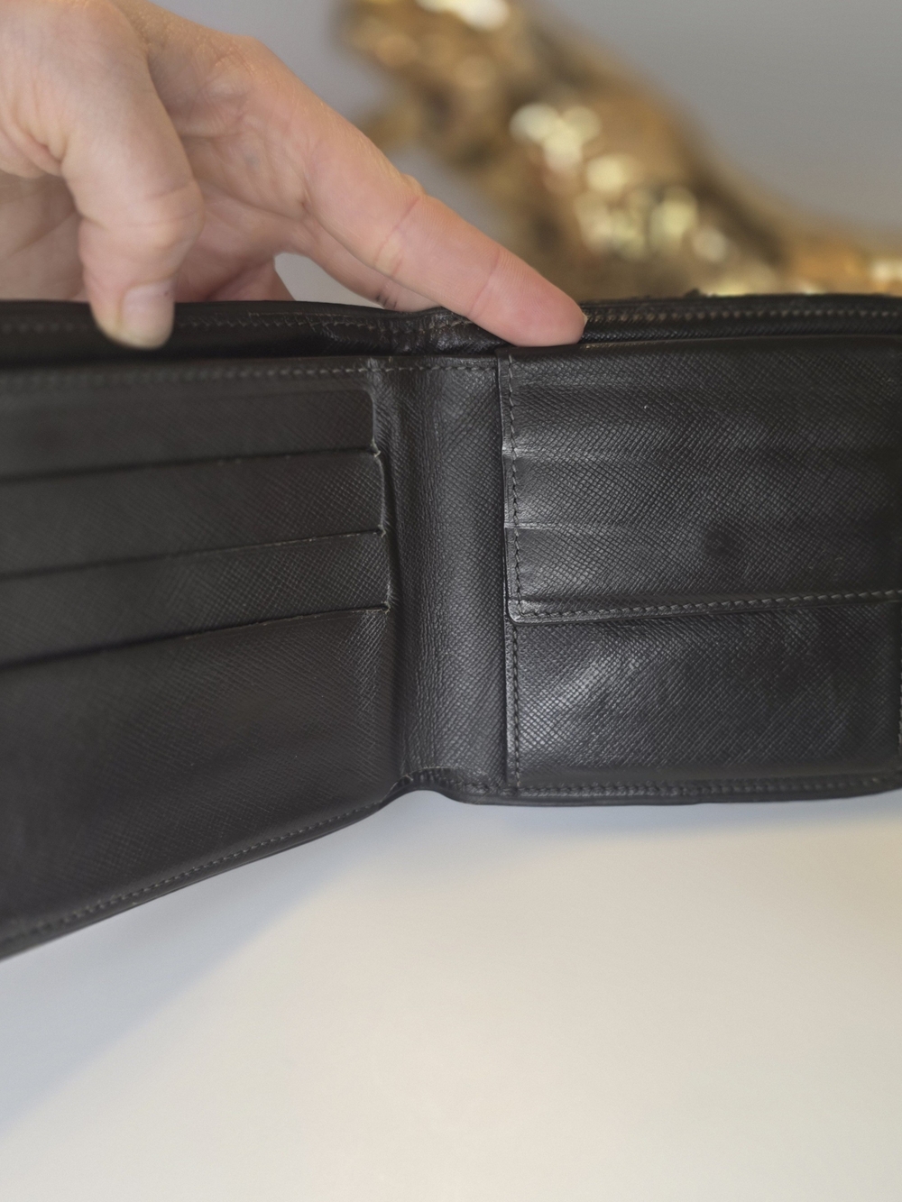 Louis Vuitton Green Mini Lin Denim Compact Fold Wallet W/ Chain ✨️ - Picture 6 of 9